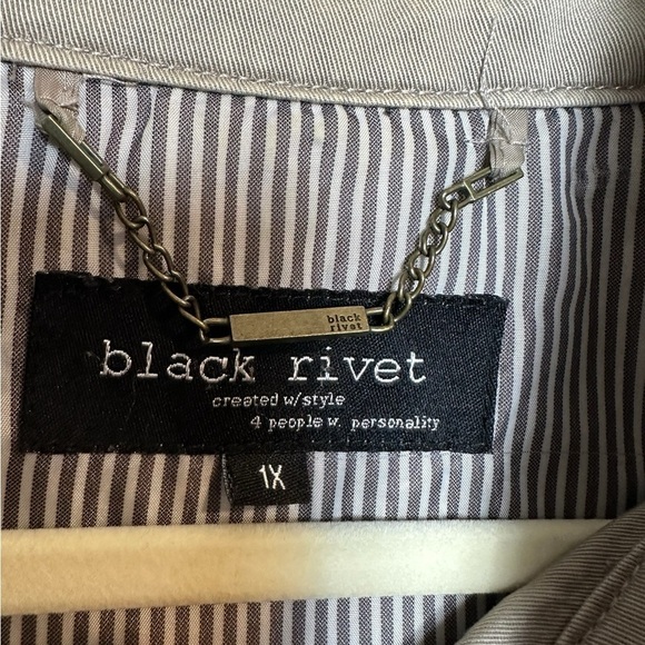 Black Rivet Green Olive Utility Khaki Military Cargo Jacket Size 1X Full Zipper - Picture 10 of 12